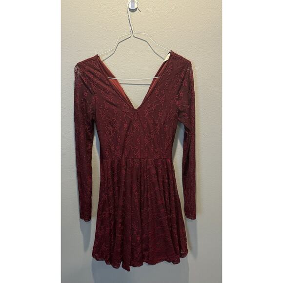 Altar’d State Fit And Flare Tie Back Dress Red Lace Women’s M - Picture 1 of 6